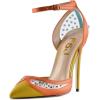 imageFSJ Women Sexy Clear Pointed Toe Stiletto High Heel Sandals Ankle Strap Side Buckle Party Dress Bridal Shoes Size 415 USOrangestudded