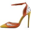 imageFSJ Women Sexy Clear Pointed Toe Stiletto High Heel Sandals Ankle Strap Side Buckle Party Dress Bridal Shoes Size 415 USOrangestudded