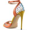 imageFSJ Women Sexy Clear Pointed Toe Stiletto High Heel Sandals Ankle Strap Side Buckle Party Dress Bridal Shoes Size 415 USOrangestudded