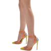 imageFSJ Women Sexy Clear Pointed Toe Stiletto High Heel Sandals Ankle Strap Side Buckle Party Dress Bridal Shoes Size 415 USOrangestudded