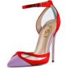 imageFSJ Women Sexy Clear Pointed Toe Stiletto High Heel Sandals Ankle Strap Side Buckle Party Dress Bridal Shoes Size 415 USRed