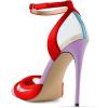 imageFSJ Women Sexy Clear Pointed Toe Stiletto High Heel Sandals Ankle Strap Side Buckle Party Dress Bridal Shoes Size 415 USRed