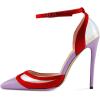 imageFSJ Women Sexy Clear Pointed Toe Stiletto High Heel Sandals Ankle Strap Side Buckle Party Dress Bridal Shoes Size 415 USRed