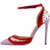 imageFSJ Women Sexy Clear Pointed Toe Stiletto High Heel Sandals Ankle Strap Side Buckle Party Dress Bridal Shoes Size 415 USRedstudded
