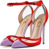imageFSJ Women Sexy Clear Pointed Toe Stiletto High Heel Sandals Ankle Strap Side Buckle Party Dress Bridal Shoes Size 415 USRed
