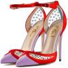 imageFSJ Women Sexy Clear Pointed Toe Stiletto High Heel Sandals Ankle Strap Side Buckle Party Dress Bridal Shoes Size 415 USRedstudded