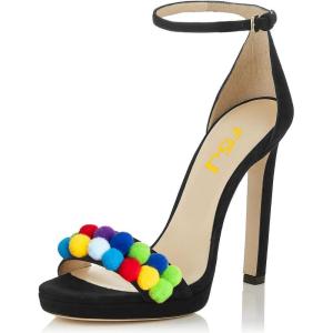 imageFSJ Women Sexy Open Toe Sandals Stiletto High Heels Platform Pumps Dress Shoes Size 415 USBlack Colorball