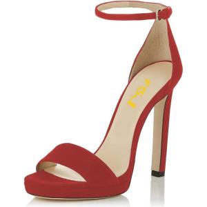 imageFSJ Women Sexy Open Toe Sandals Stiletto High Heels Platform Pumps Dress Shoes Size 415 USRed2