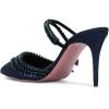 imageFSJ Women Elegant Rhinestone Sandals Mules Glitter Slip On Pointed Closed Toe Slide Slipper Stiletto High Heel Studded Strappy Pumps Backless Party Wedding Dress Shoes Size 415 USBlack