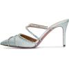 imageFSJ Women Elegant Rhinestone Sandals Mules Glitter Slip On Pointed Closed Toe Slide Slipper Stiletto High Heel Studded Strappy Pumps Backless Party Wedding Dress Shoes Size 415 USSilver
