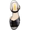 imageFSJ Women Peep Toe Chunky High Heels Platform Sandals Ankle Strap Velvet ampamp Suede Summer Dress Wedding Prom Shoes Size 415 USBlack Leather