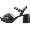 imageFSJ Women Peep Toe Chunky High Heels Platform Sandals Ankle Strap Velvet ampamp Suede Summer Dress Wedding Prom Shoes Size 415 USBlack Leather
