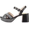 imageFSJ Women Peep Toe Chunky High Heels Platform Sandals Ankle Strap Velvet ampamp Suede Summer Dress Wedding Prom Shoes Size 415 USBlack Leather Rhinestones