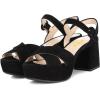 imageFSJ Women Peep Toe Chunky High Heels Platform Sandals Ankle Strap Velvet ampamp Suede Summer Dress Wedding Prom Shoes Size 415 USBlack Suede