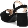 imageFSJ Women Peep Toe Chunky High Heels Platform Sandals Ankle Strap Velvet ampamp Suede Summer Dress Wedding Prom Shoes Size 415 USBlack Suede