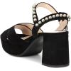 imageFSJ Women Peep Toe Chunky High Heels Platform Sandals Ankle Strap Velvet ampamp Suede Summer Dress Wedding Prom Shoes Size 415 USBlack Suede Pearls