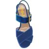 imageFSJ Women Peep Toe Chunky High Heels Platform Sandals Ankle Strap Velvet ampamp Suede Summer Dress Wedding Prom Shoes Size 415 USBlue Velvet