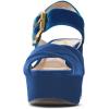 imageFSJ Women Peep Toe Chunky High Heels Platform Sandals Ankle Strap Velvet ampamp Suede Summer Dress Wedding Prom Shoes Size 415 USBlue Velvet