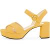 imageFSJ Women Peep Toe Chunky High Heels Platform Sandals Ankle Strap Velvet ampamp Suede Summer Dress Wedding Prom Shoes Size 415 USBright Yellow