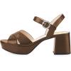 imageFSJ Women Peep Toe Chunky High Heels Platform Sandals Ankle Strap Velvet ampamp Suede Summer Dress Wedding Prom Shoes Size 415 USBronze