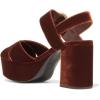 imageFSJ Women Peep Toe Chunky High Heels Platform Sandals Ankle Strap Velvet ampamp Suede Summer Dress Wedding Prom Shoes Size 415 USBrown