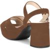 imageFSJ Women Peep Toe Chunky High Heels Platform Sandals Ankle Strap Velvet ampamp Suede Summer Dress Wedding Prom Shoes Size 415 USBrown Suede