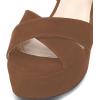 imageFSJ Women Peep Toe Chunky High Heels Platform Sandals Ankle Strap Velvet ampamp Suede Summer Dress Wedding Prom Shoes Size 415 USBrown Suede