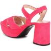 imageFSJ Women Peep Toe Chunky High Heels Platform Sandals Ankle Strap Velvet ampamp Suede Summer Dress Wedding Prom Shoes Size 415 USFuchsia