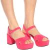 imageFSJ Women Peep Toe Chunky High Heels Platform Sandals Ankle Strap Velvet ampamp Suede Summer Dress Wedding Prom Shoes Size 415 USFuchsia