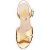 imageFSJ Women Peep Toe Chunky High Heels Platform Sandals Ankle Strap Velvet ampamp Suede Summer Dress Wedding Prom Shoes Size 415 USGold