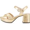 imageFSJ Women Peep Toe Chunky High Heels Platform Sandals Ankle Strap Velvet ampamp Suede Summer Dress Wedding Prom Shoes Size 415 USGold