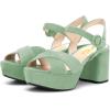 imageFSJ Women Peep Toe Chunky High Heels Platform Sandals Ankle Strap Velvet ampamp Suede Summer Dress Wedding Prom Shoes Size 415 USGrass Green