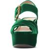 imageFSJ Women Peep Toe Chunky High Heels Platform Sandals Ankle Strap Velvet ampamp Suede Summer Dress Wedding Prom Shoes Size 415 USGreen Velvet