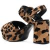 imageFSJ Women Peep Toe Chunky High Heels Platform Sandals Ankle Strap Velvet ampamp Suede Summer Dress Wedding Prom Shoes Size 415 USLeopard Print