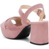 imageFSJ Women Peep Toe Chunky High Heels Platform Sandals Ankle Strap Velvet ampamp Suede Summer Dress Wedding Prom Shoes Size 415 USPink