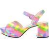 imageFSJ Women Peep Toe Chunky High Heels Platform Sandals Ankle Strap Velvet ampamp Suede Summer Dress Wedding Prom Shoes Size 415 USRainbow