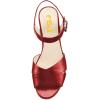 imageFSJ Women Peep Toe Chunky High Heels Platform Sandals Ankle Strap Velvet ampamp Suede Summer Dress Wedding Prom Shoes Size 415 USRed Leather
