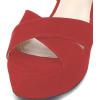 imageFSJ Women Peep Toe Chunky High Heels Platform Sandals Ankle Strap Velvet ampamp Suede Summer Dress Wedding Prom Shoes Size 415 USRed Suede