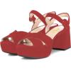 imageFSJ Women Peep Toe Chunky High Heels Platform Sandals Ankle Strap Velvet ampamp Suede Summer Dress Wedding Prom Shoes Size 415 USRed Suede