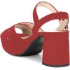 imageFSJ Women Peep Toe Chunky High Heels Platform Sandals Ankle Strap Velvet ampamp Suede Summer Dress Wedding Prom Shoes Size 415 USRed Suede