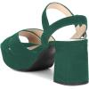 imageFSJ Women Peep Toe Chunky High Heels Platform Sandals Ankle Strap Velvet ampamp Suede Summer Dress Wedding Prom Shoes Size 415 USSeagreen Suede