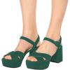 imageFSJ Women Peep Toe Chunky High Heels Platform Sandals Ankle Strap Velvet ampamp Suede Summer Dress Wedding Prom Shoes Size 415 USSeagreen Suede