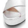 imageFSJ Women Peep Toe Chunky High Heels Platform Sandals Ankle Strap Velvet ampamp Suede Summer Dress Wedding Prom Shoes Size 415 USSilver