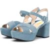 imageFSJ Women Peep Toe Chunky High Heels Platform Sandals Ankle Strap Velvet ampamp Suede Summer Dress Wedding Prom Shoes Size 415 USSky Blue