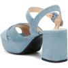 imageFSJ Women Peep Toe Chunky High Heels Platform Sandals Ankle Strap Velvet ampamp Suede Summer Dress Wedding Prom Shoes Size 415 USSky Blue