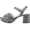 imageFSJ Women Peep Toe Chunky High Heels Platform Sandals Ankle Strap Velvet ampamp Suede Summer Dress Wedding Prom Shoes Size 415 USStripeddots