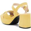 imageFSJ Women Peep Toe Chunky High Heels Platform Sandals Ankle Strap Velvet ampamp Suede Summer Dress Wedding Prom Shoes Size 415 USYellow