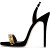 imageFSJ Women Sexy High Heel Stiletto Sandal Back Strap Slingback Open Toe Evening Party Dance Graceful Shoes Size 415 USBlack Chain