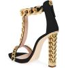 imageFSJ Women Sexy TStrap Gold Metal Chain Chunky High Heel Sandal Open Toe Ankle Strap Pump Back Zipper Bridal Wedding Party Shoes Size 415 USBlackchain
