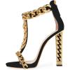 imageFSJ Women Sexy TStrap Gold Metal Chain Chunky High Heel Sandal Open Toe Ankle Strap Pump Back Zipper Bridal Wedding Party Shoes Size 415 USBlackchain